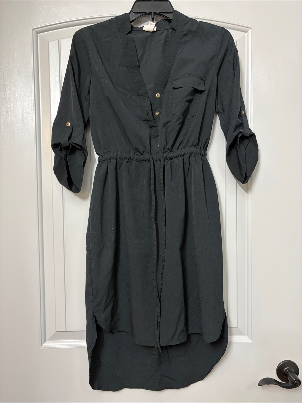 Merona Black High-Low Shirt Dress with Button Detail